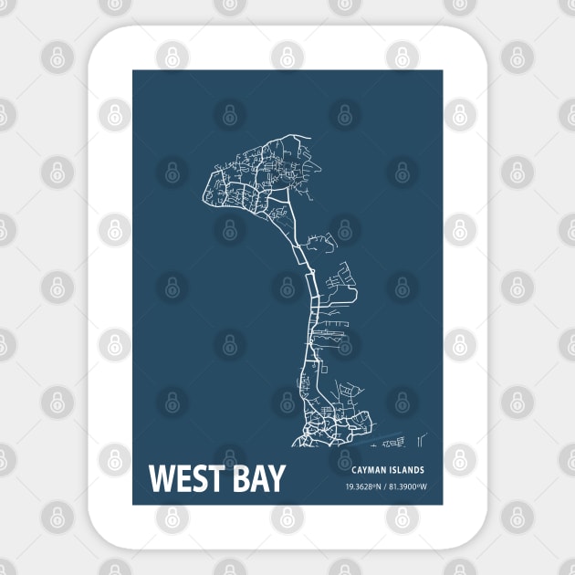 West Bay Blueprint Street Map, West Bay Colour Map Prints Sticker by tienstencil